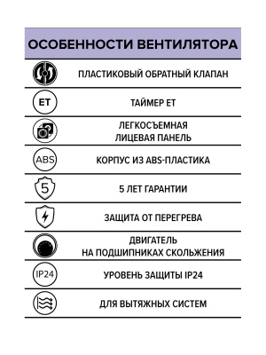 Вентилятор накладной QUADRO D125 обр.клапан ET ERA