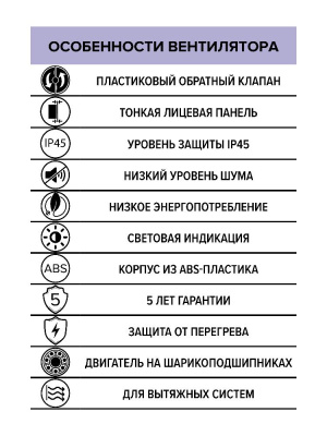 Вентилятор накладной SLIM D150 обр.клапан DICITI