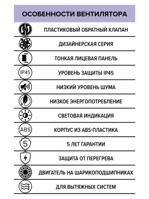 Вентилятор накладной SLIM D100 обр.клапан Matt black DICITI